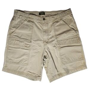 Eddie Bauer Men’s Cargo Shorts Tan Khaki 100% Cotton Size 38 Outdoor Utility
